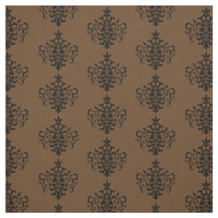 Custom Fabric-Chocolate Brown & Black Damask Fabric
