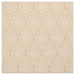 Custom Fabrics-Champagne & Gold Floral Circle Fabric