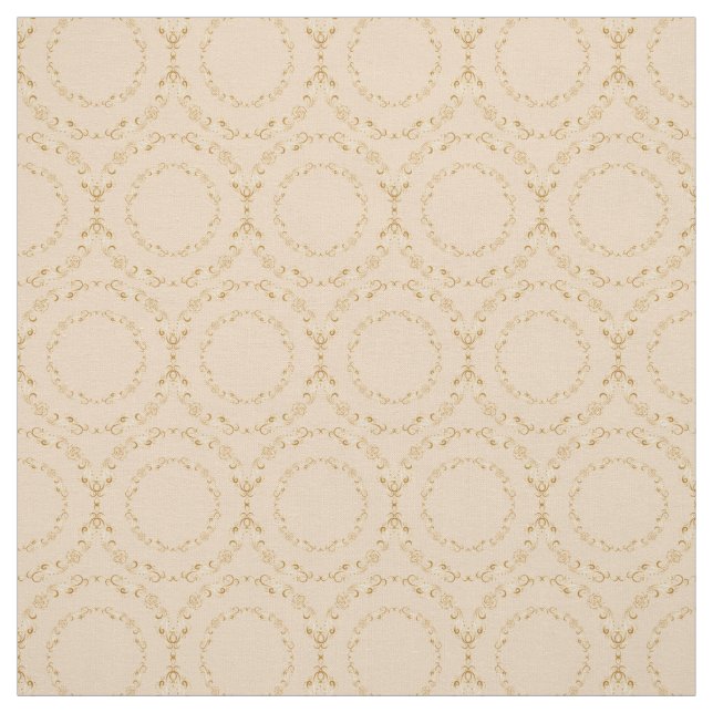 Custom Fabrics-Champagne & Gold Floral Circle Fabric (Swatch)