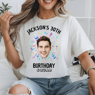 Custom Face 10th 20th 30th 40th 50 Birthday Squad T-Shirt