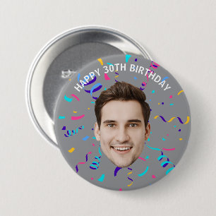 Custom Face 10th 20th 30th 40th 50th 60th Birthday 7.5 Cm Round Badge