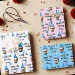 Custom Face 20th 30th 40th 50th 60th 70th Birthday Wrapping Paper Sheet<br><div class="desc">Custom Face 20th 30th 40th 50th 60th 70th Birthday, Custom Age Name Birthday , Replace the face and text with your favourite photo and message (make sure to crop as much to the face as possible and use an app to remove the background) and personalise this funny face gift with...</div>