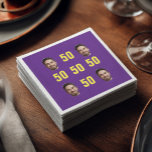 Custom Face 50th Birthday Fun Photo Humor Napkin<br><div class="desc">Celebrate the big 5‑0 with these bold purple cocktail napkins showcasing a grid of custom faces and bright yellow “50” text. The rich purple background and striking yellow numbers give your bar setup, snack spread, and dessert table a luxe, party‑ready feel that stands out in photos and reels. Upload a...</div>