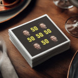 Custom Face 50th Birthday Fun Photo Napkin<br><div class="desc">Celebrate the big 5‑0 with these bold black cocktail napkins featuring a fun grid of custom faces and bright yellow “50” text. The high‑contrast design makes your guest of honor the star of the bar cart, dessert table, and drink station, and it pops beautifully in party photos and reels. Upload...</div>