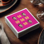 Custom Face 50th Birthday Fun Photo Pink Napkin<br><div class="desc">Celebrate the big 5‑0 with these bold pink cocktail napkins featuring a fun grid of custom faces and bright yellow “50” text. The energetic pink and yellow combo turns your bar cart, dessert table, and drink station into a statement moment and photographs beautifully for Instagram and TikTok. Upload your favourite...</div>