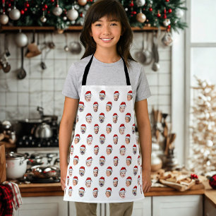 Custom Face Apron, Santa Hat 4 Photos Christmas Apron