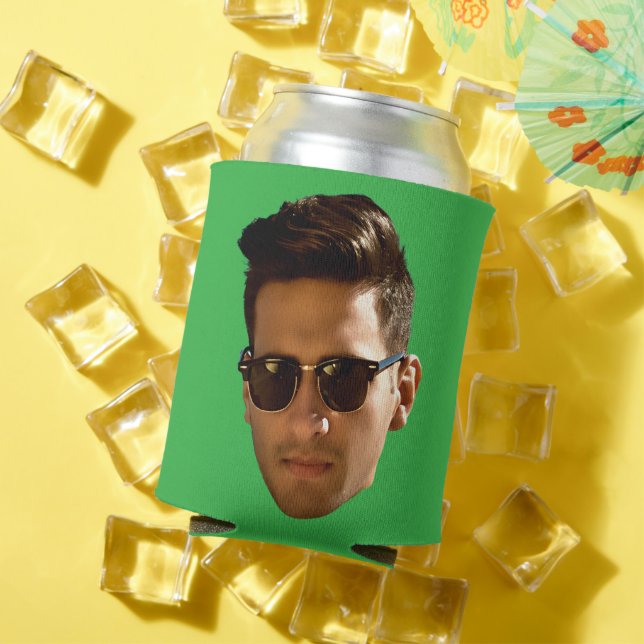 Custom Face Bachelorette Party Birthday Green Can Cooler (In Situ Summer)