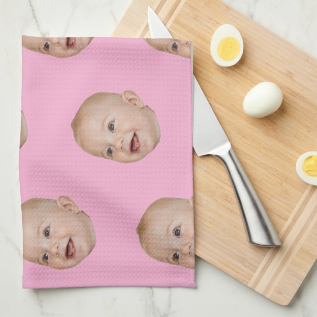Custom Face Baking Gift Personalised Grandma’s Tea Towel (Quarter Fold)