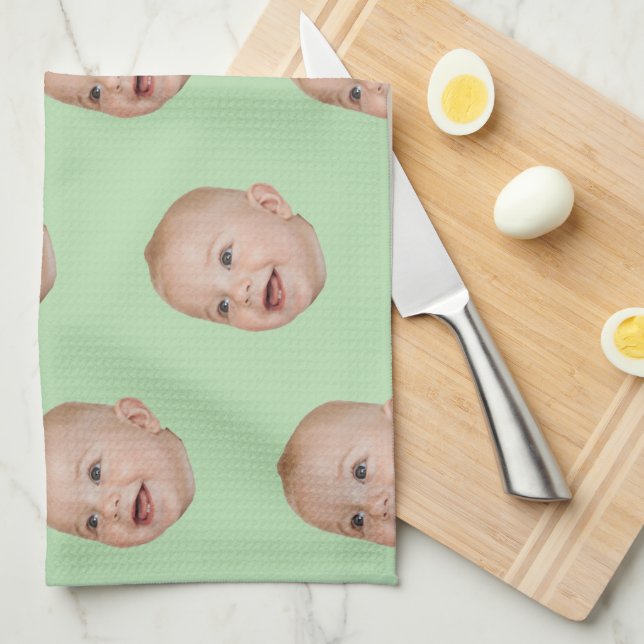 Custom Face Baking Gift Personalised Grandma’s Tea Towel (Quarter Fold)
