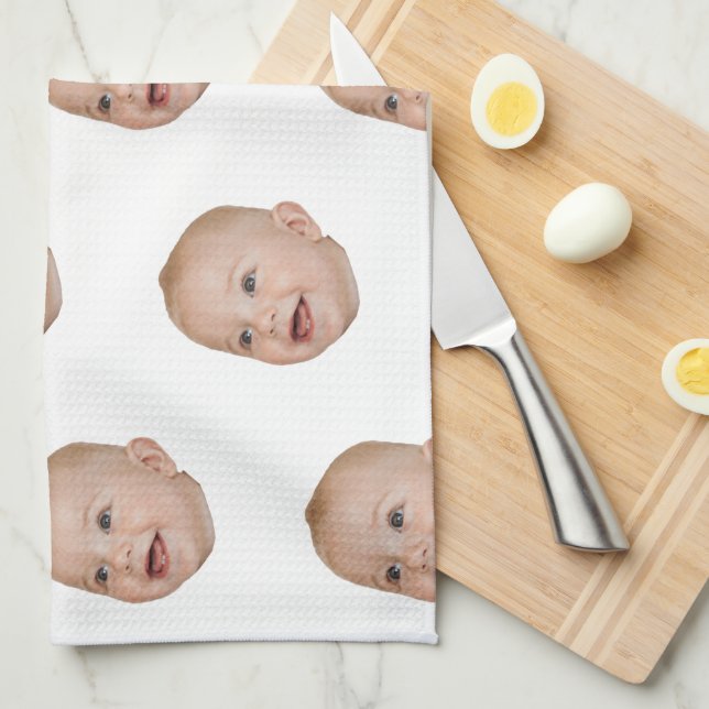 Custom Face Baking Gift Personalised Grandma’s Tea Towel (Quarter Fold)