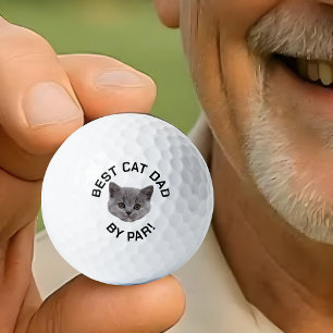 Custom Face Best Cat Dad By Par New Dad Golf Balls