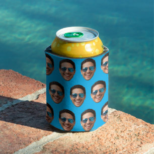 Custom Face Birthday Favors Bachelor Party Blue  Can Cooler
