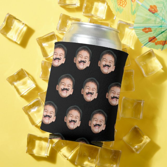CusTom Face Birthday Favours Bachelor Party Black Can Cooler (In Situ Summer)