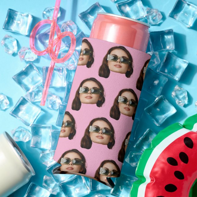 Custom Face Birthday Favours Bachelor Party Seltzer Can Cooler (In Situ Summer)