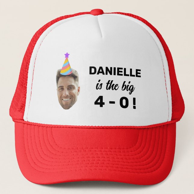 Custom Face Birthday Trucker Hat (Front)