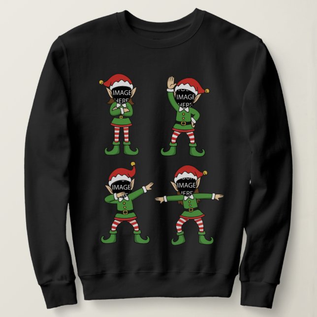 Custom Face Christmas Elf Sweatshirt: Personalised Sweatshirt (Design Front)