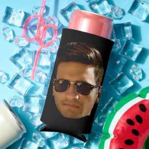 Custom Face Cutout Bachelorette Birthday Black Seltzer Can Cooler