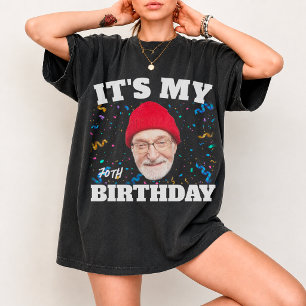 Custom Face Grandpa its My Birthday 70th Photo  T-Shirt
