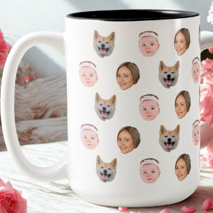 Custom Face Mug, Custom Photo mug, Family Gift  Two-Tone Coffee Mug