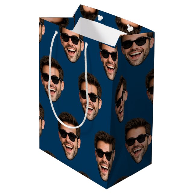 Custom Face Personalised Birthday Wedding Party Me Medium Gift Bag (Back Angled)