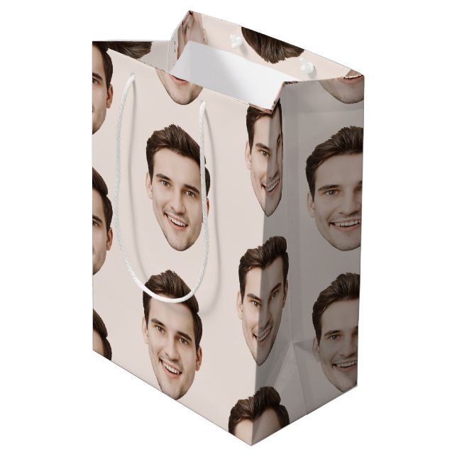 Custom Face Personalised Birthday Wedding Party Medium Gift Bag (Back Angled)