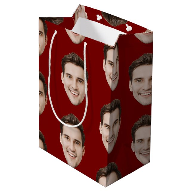 Custom Face Personalized Birthday Wedding Party Medium Gift Bag (Back Angled)