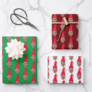 Custom Face Photo Elf Face Repeating Pattern Wrapping Paper Sheet