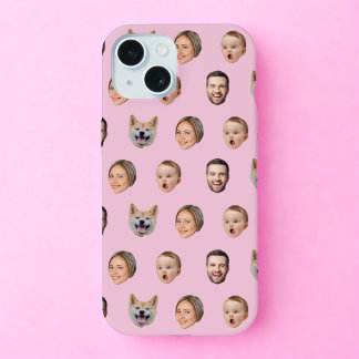 Custom Face Photo Family Gift, 4 Photos Faces iPhone 15 Case