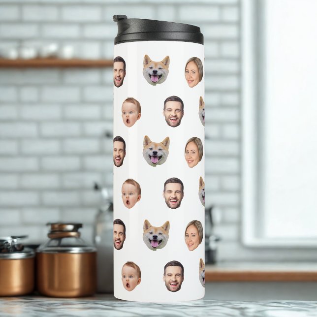 Custom Face Photo Family Gift, 4 Photos Faces Thermal Tumbler (Creator Uploaded)