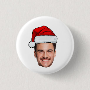 Custom Face Photo Santa Hat Christmas 3 Cm Round Badge