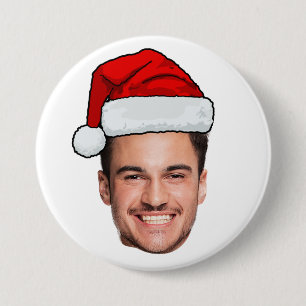 Custom Face Photo Santa Hat Christmas 7.5 Cm Round Badge