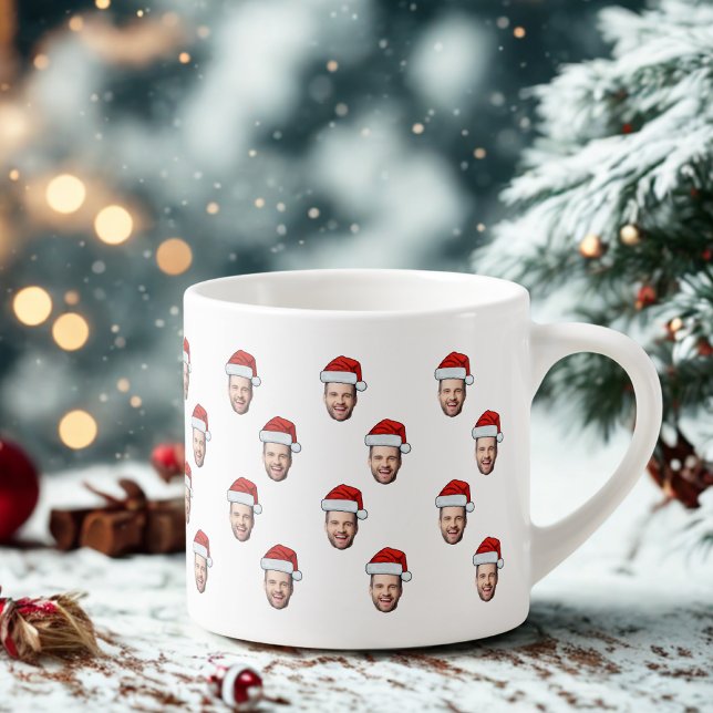 Custom Face Photo Santa Hat Christmas Gift Espresso Cup (Creator Uploaded)