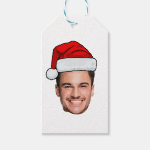 Custom Face Photo Santa Hat Christmas Gift Tags