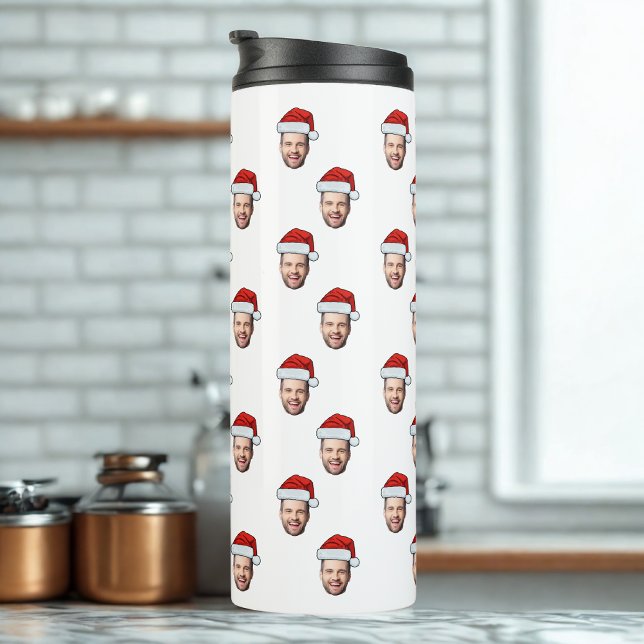 Custom Face Photo Santa Hat Christmas Gift Thermal Tumbler (Creator Uploaded)