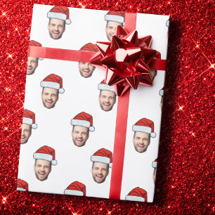 Custom Face Photo Santa Hat Christmas Gift  Wrapping Paper