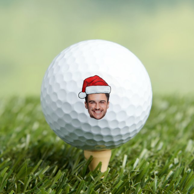 Custom Face Photo Santa Hat Christmas Golf Balls (Insitu Tee)