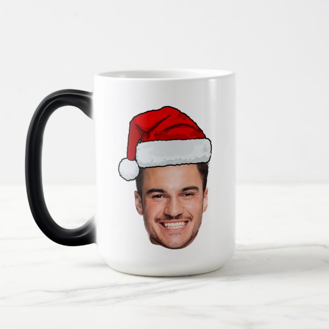 Custom Face Photo Santa Hat Christmas Magic Mug (Left)