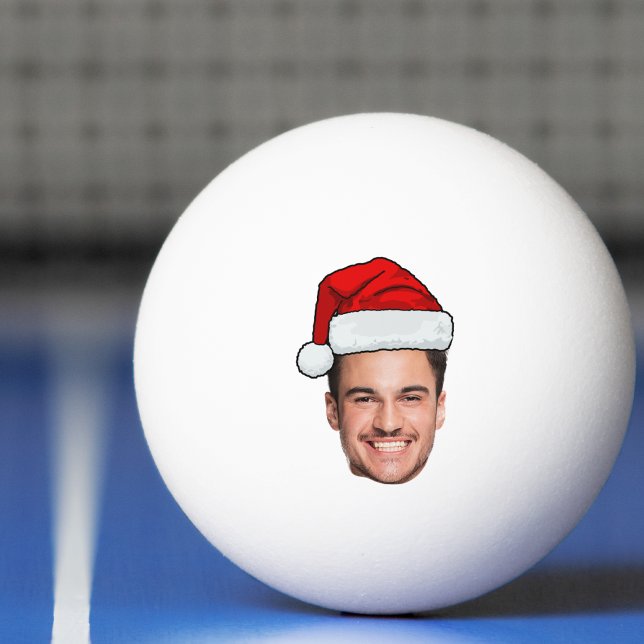 Custom Face Photo Santa Hat Christmas Ping Pong Ball (Creator Uploaded)