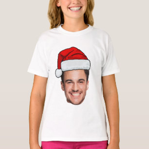 Custom Face Photo Santa Hat Christmas T-Shirt