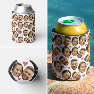 Custom Face Picture Heart Funny Couple Pattern  Can Cooler