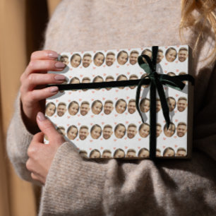Custom Face Picture Heart Funny Couple Pattern Wrapping Paper