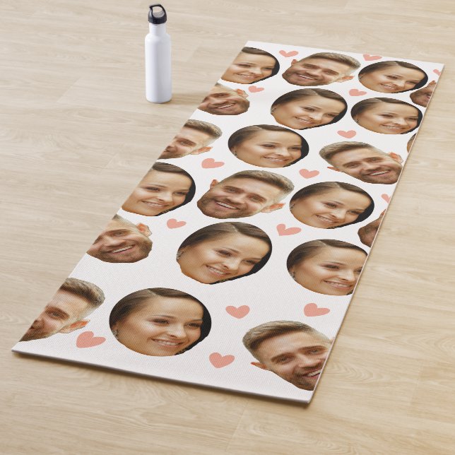 Custom Face Picture Heart Funny Couple Pattern Yoga Mat (In Situ)