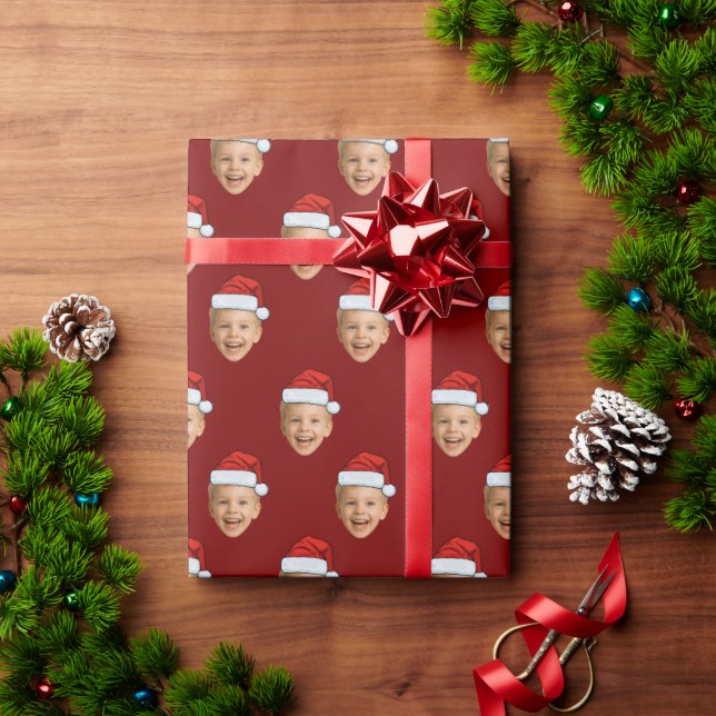 Custom Face Santa Claus Hat Christmas Holiday Gift Wrapping Paper (Holiday Gift)
