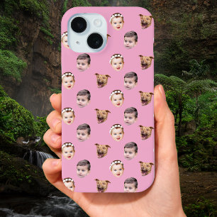 Custom Face, Unique Family Gift 3 Photos Face iPhone 15 Case