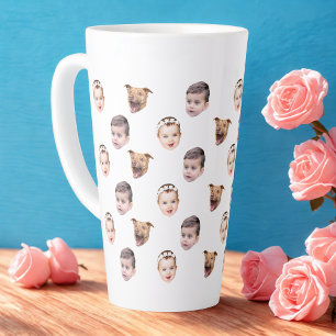 Custom Face, Unique Family Gift 3 Photos Face Latte Mug