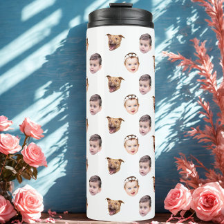 Custom Face, Unique Family Gift 3 Photos Face Thermal Tumbler