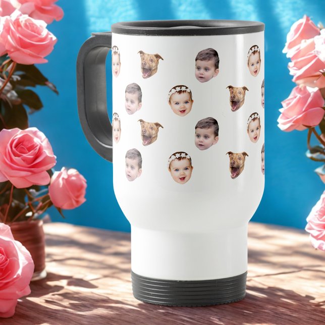 Custom Face, Unique Family Gift 3 Photos Face Travel Mug (Creator Uploaded)