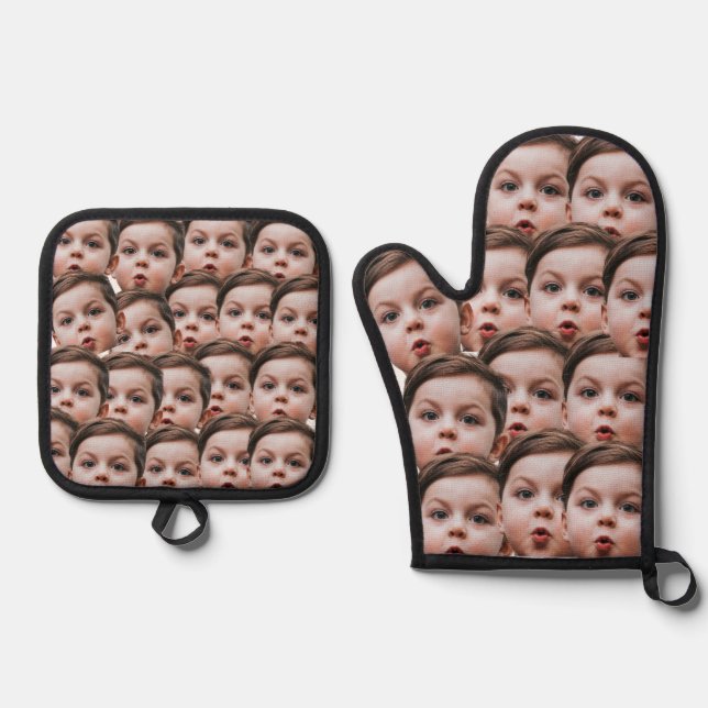 Custom Faces personalised photo  Oven Mitt & Pot Holder Set (Front)