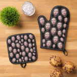 Custom Faces Photo Baking Gift Kitchen Cooking BBQ Oven Mitt & Pot Holder Set<br><div class="desc">Funny Custom Oven Mitt & Pot Holder Set with Your Face,  Baking Gifts for Women or Men for Kitchen Cooking,  BBQ,  Grillin faces Photo pattern,  great gifts Whether it's a housewarming,  a friend's birthday,  wedding or any occasion.</div>