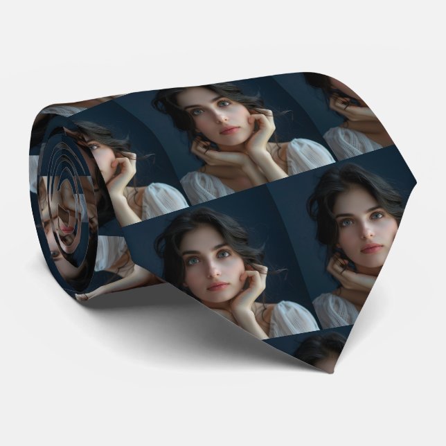 Custom Faces Photo Pattern Personalised Neck Tie (Rolled)